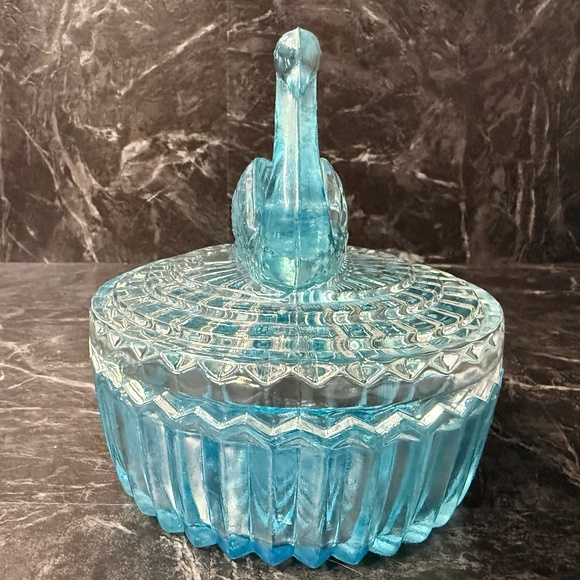 Blue Glass Swan Trinket Dish - Picture 6 of 16